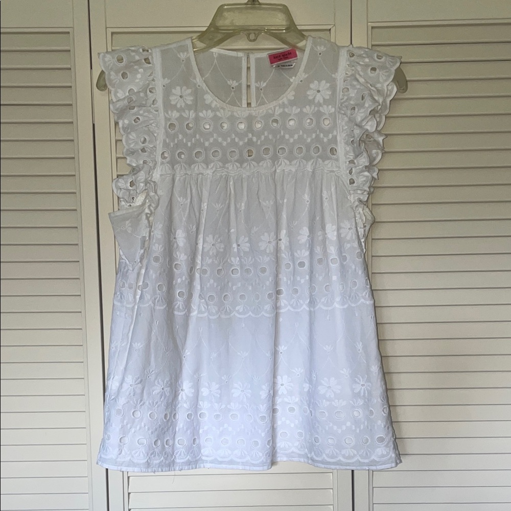 Kate Spade White Eyelet Sleeveless Top